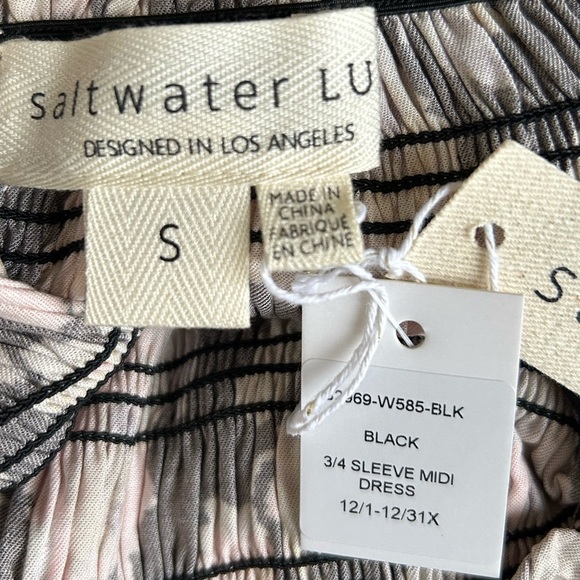 NWT Saltwater Lux Black Pink Vye Midi Floral dress Sz S - Picture 11 of 12